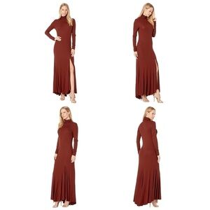 Adriano Goldschmied Chels Long Sleeve Maxi Dress in Rich Crimson Large NEW